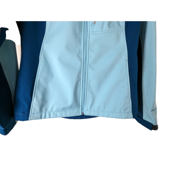 Free Tech Women's Hooded Softshell Jacket Medium Blue Zippered Pockets - Picture 12 of 14